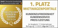 DtGV kürt CHECK24 Mietwagenvergleich erneut mit Platz 1 beim Deutschen Kunden-Award 2023/24 - Award Logo
