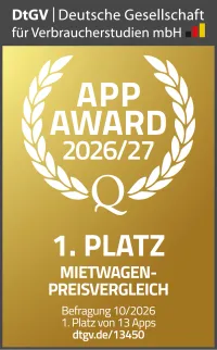 DtGV-App-Award 2026/27: CHECK24 Mietwagenvergleich erneut auf Platz 1 - Award Logo